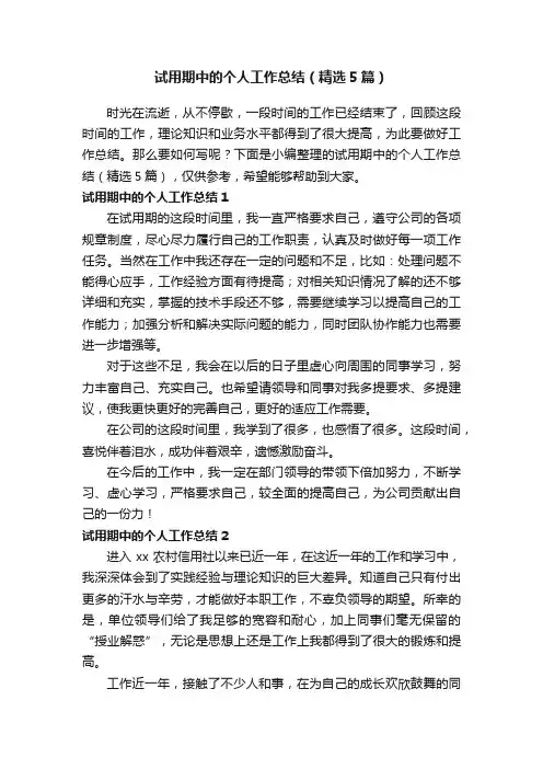 试用期中的个人工作总结（精选5篇）