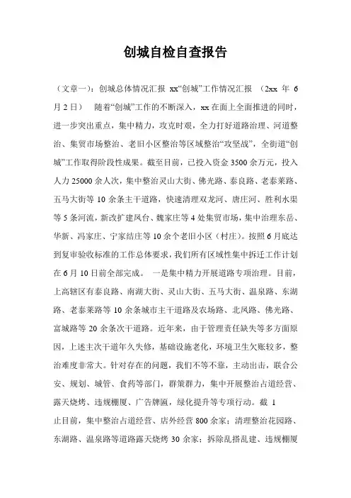 创城自检自查报告