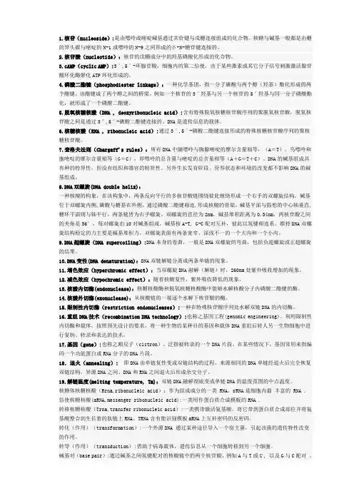 核酸化学名词解释
