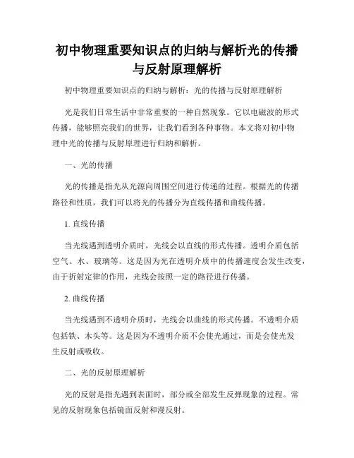 初中物理重要知识点的归纳与解析光的传播与反射原理解析