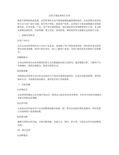 运营方案运营执行方案