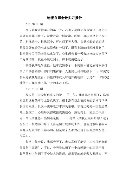 物流公司会计实习报告