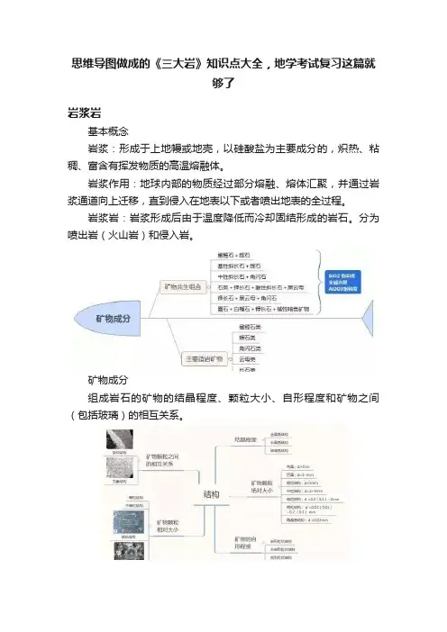 思维导图做成的《三大岩》知识点大全，地学考试复习这篇就够了