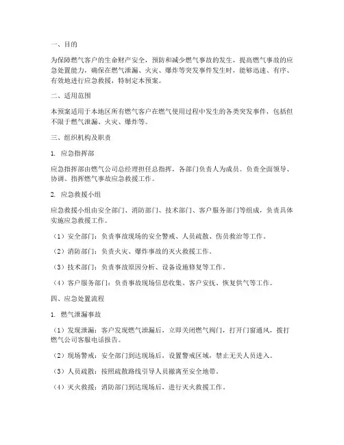 燃气客户专项应急预案范文