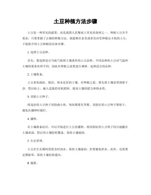 土豆种植方法步骤