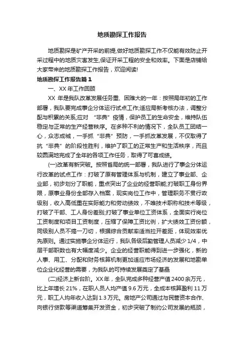 地质勘探工作报告