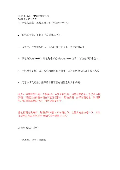 佳能 PIXMA iP1180加墨方法