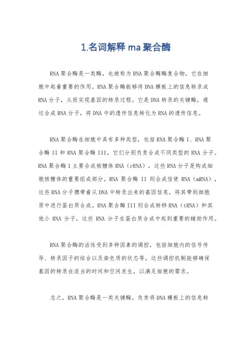 1.名词解释rna聚合酶