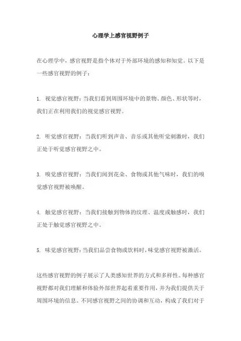 心理学上感官视野例子