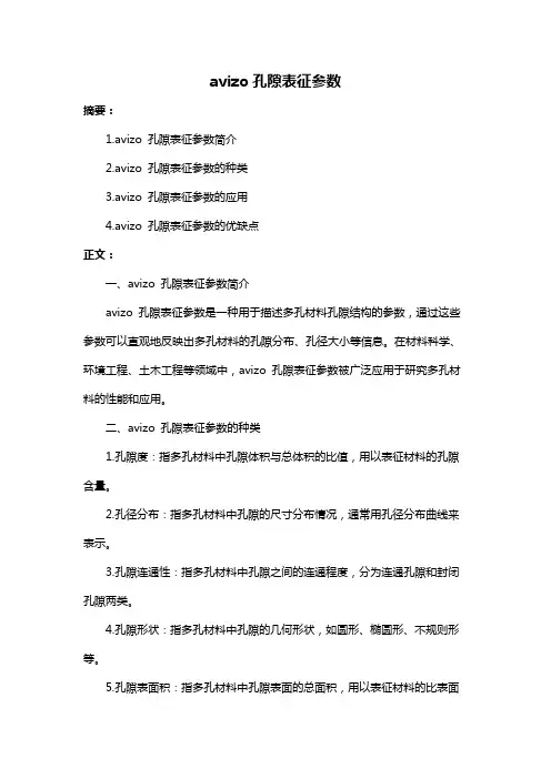 avizo孔隙表征参数