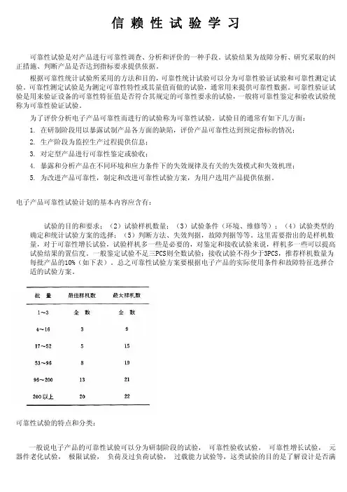 信 赖 性 试 验 学 习