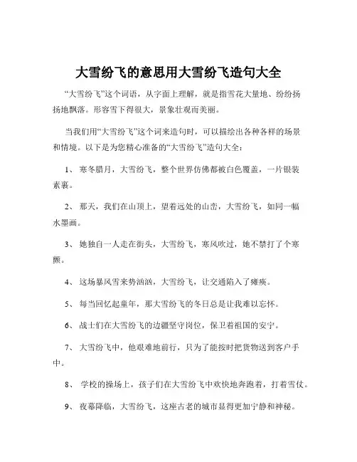 大雪纷飞的意思用大雪纷飞造句大全
