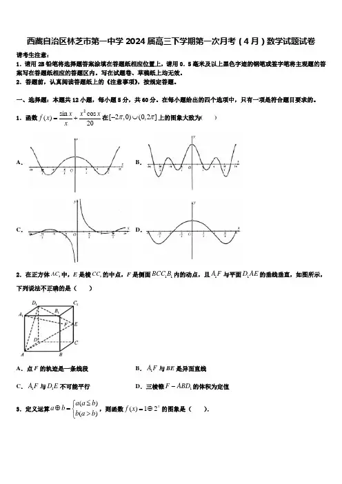 西藏自治区林芝市第一中学2024届高三下学期第一次月考(4月)数学试题试卷