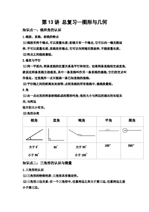 人教版春季六年级 第十三讲 总复习—图形与几何 提升版-教培星球