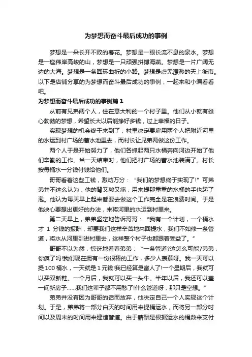 为梦想而奋斗最后成功的事例