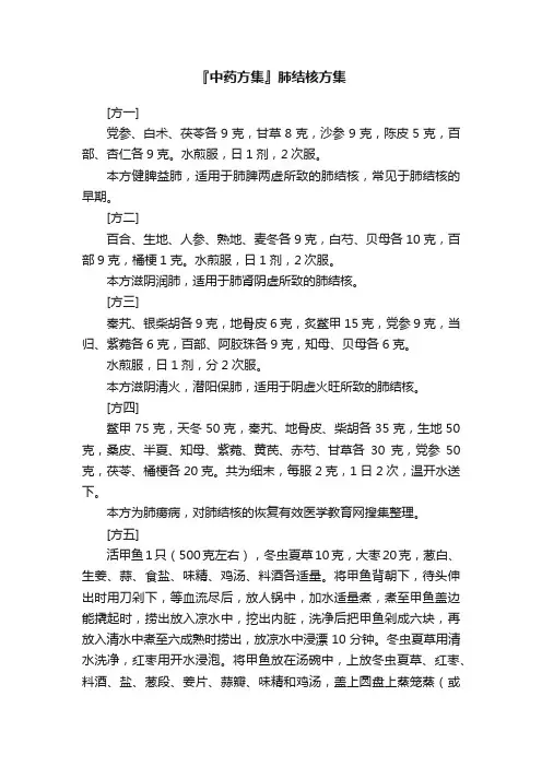 『中药方集』肺结核方集