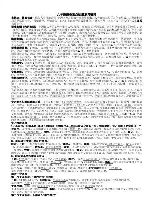 人教版九年级历史上册复习基础知识归纳
