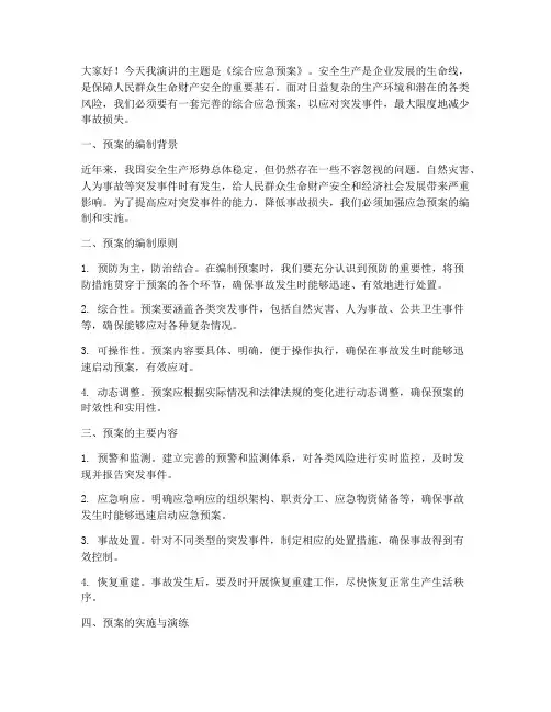 综合应急预案演讲