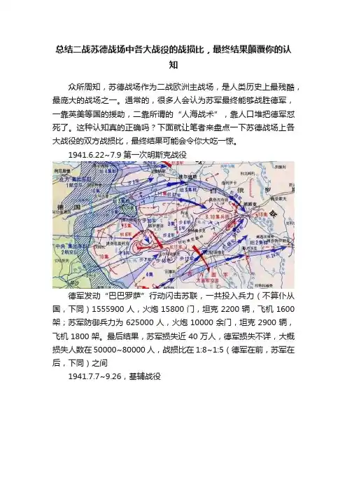 总结二战苏德战场中各大战役的战损比，最终结果颠覆你的认知
