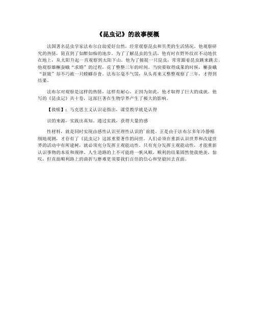 《昆虫记》的故事梗概