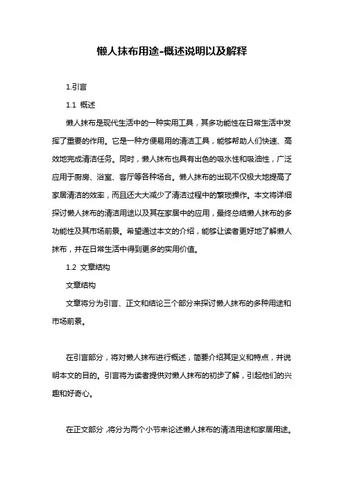 懒人抹布用途-概述说明以及解释