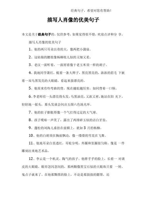 描写人肖像的优美句子