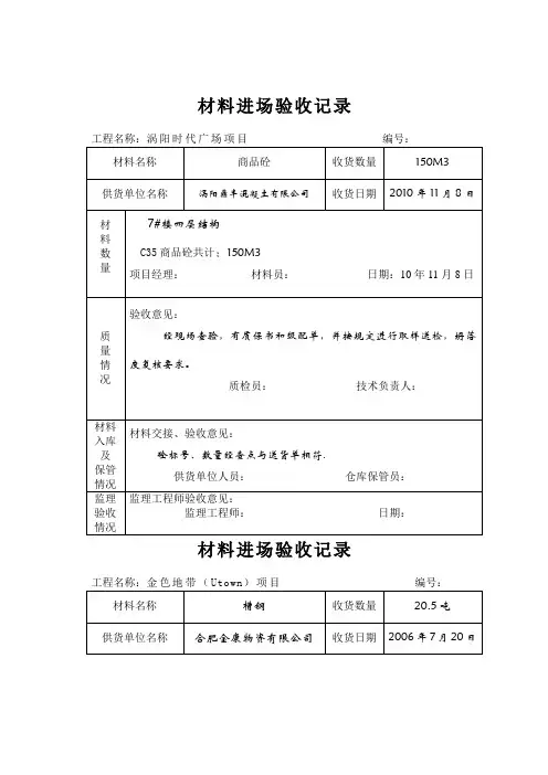 工程材料进场验收记录表(doc 15页)