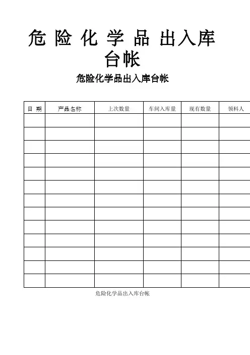 危险化学品出入库台帐