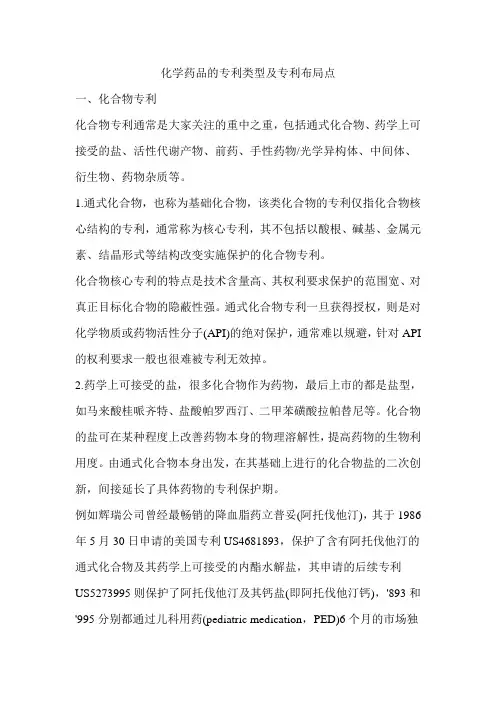 化学药品的专利类型及专利布局点