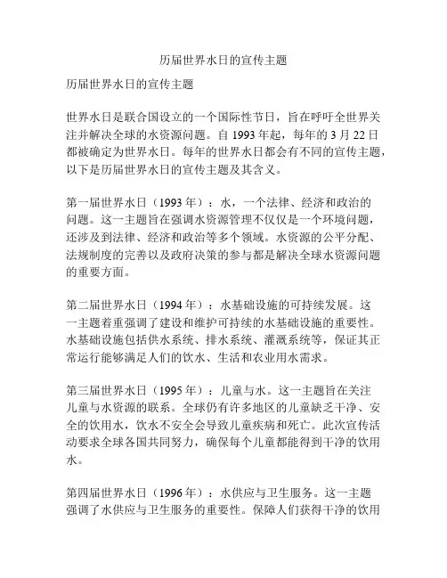 历届世界水日的宣传主题