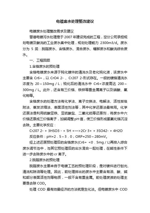 电镀废水处理整改建议