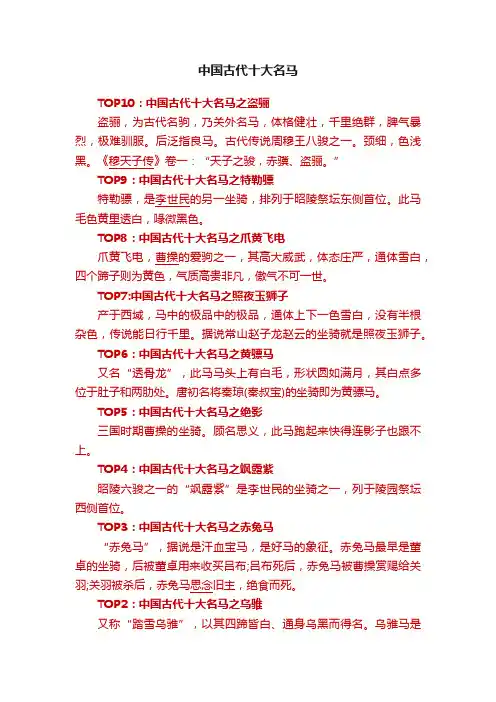 中国古代十大名马