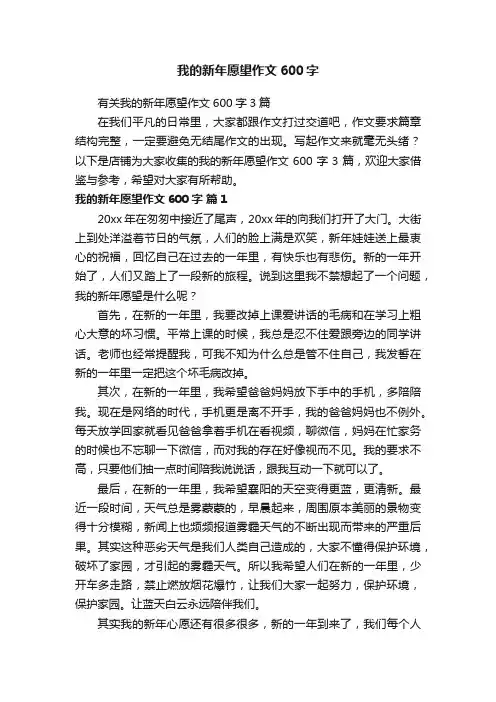 我的新年愿望作文600字