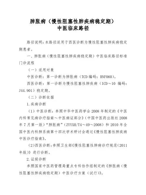 肺胀(慢阻肺)住院流程