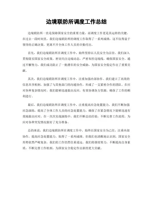 边境联防所调度工作总结