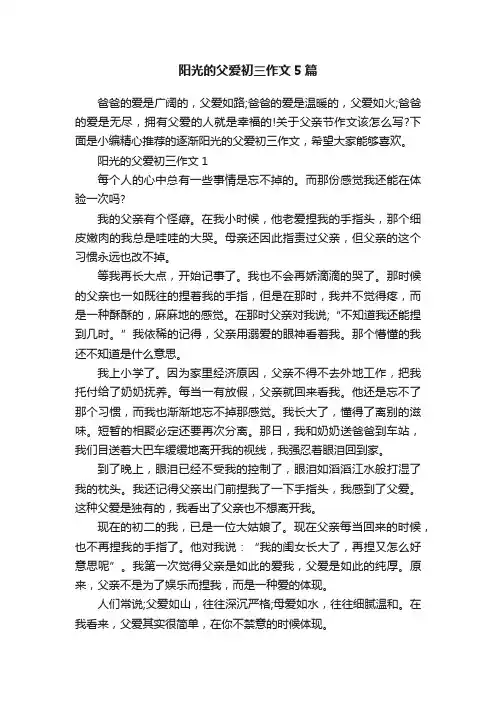 阳光的父爱初三作文5篇