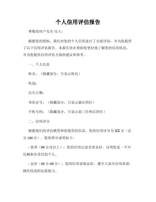 个人信用评估报告
