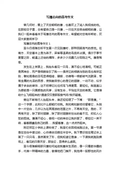 写鹰志向的高考作文