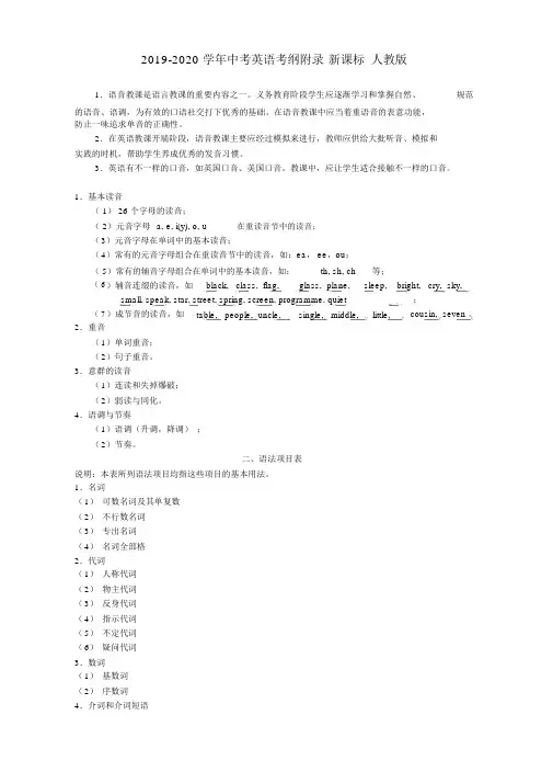 2019-2020学年中考英语考纲附录新课标人教版.doc