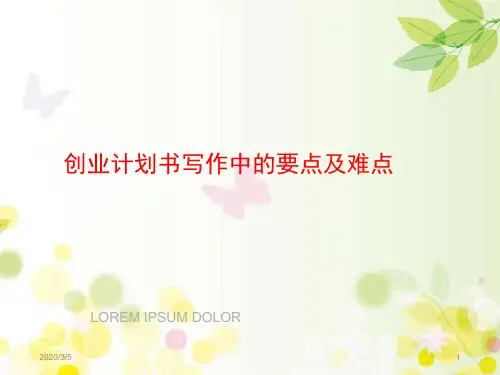 创业计划书写作要点及难点PPT幻灯片