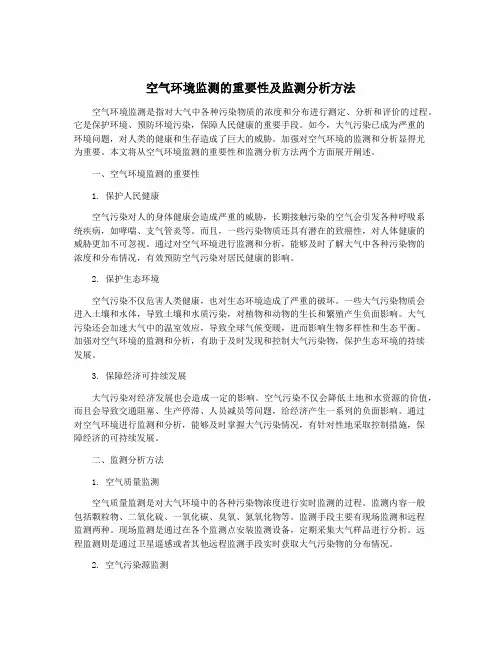 空气环境监测的重要性及监测分析方法