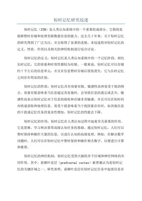 短时记忆研究综述