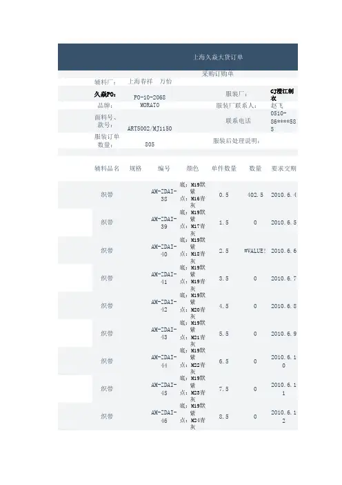 采购订货单Excel格式7
