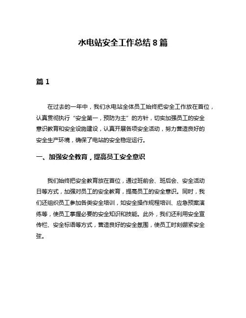 水电站安全工作总结8篇