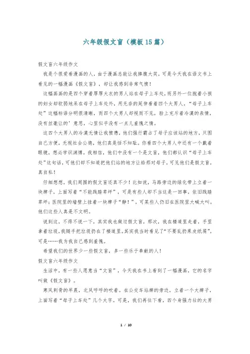 六年级假文盲(模板15篇)