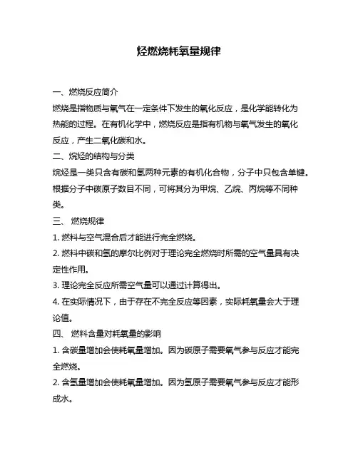 烃燃烧耗氧量规律