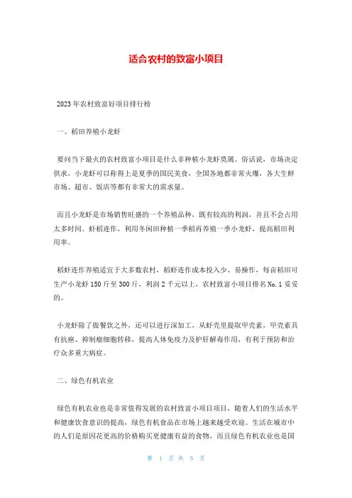 适合农村的致富小项目