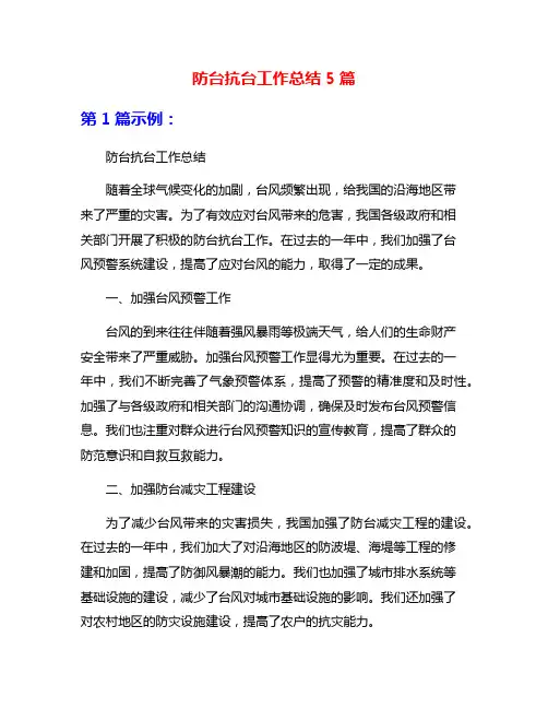防台抗台工作总结5篇
