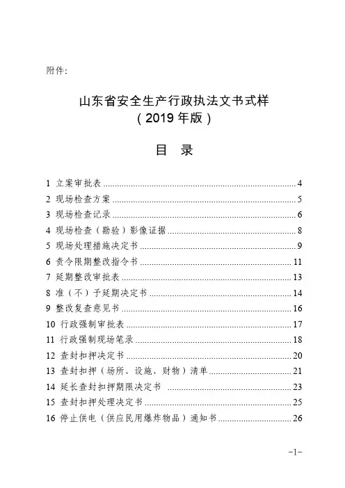 《山东省安全生产行政执法文书式样(2019年版)》