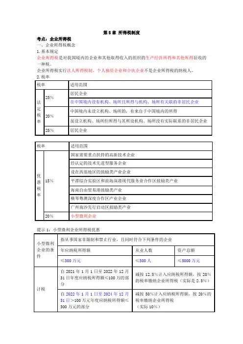 2024中级经济师财税三色笔记-第5章 所得税制度